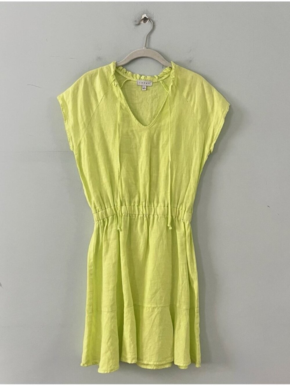 B & Co S'edge Raleigh Dress - Citron - L NWT 100% Linen Mini